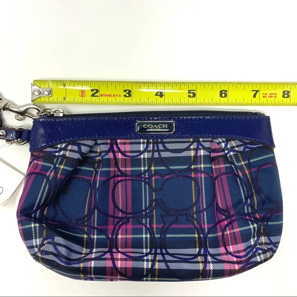 Coach Tartan Print Pleated Patent Trim Wristlet - Picture 5 of 9